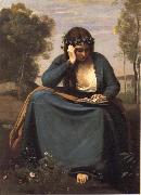 Corot Camille Reader crowned of flowers or The Muse of virgil china oil painting reproduction